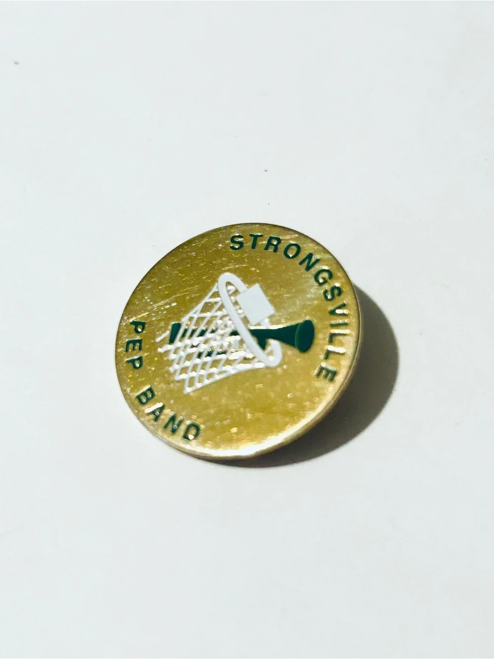 Strongsville Pep Band Gold Lapel Pin - Green and White